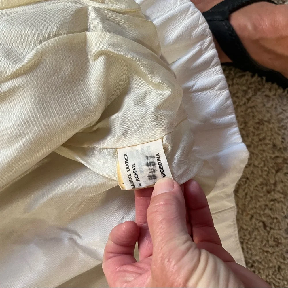 Vintage 80s Comint Argentinian White  and Gray Genuine Leather Jacket - Picture 7 of 16